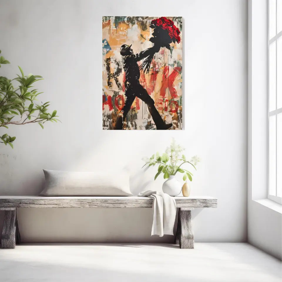 Affiche Et Tableau Street Art Bansky Style Red Flowers