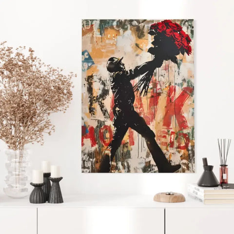 Affiche Et Tableau Street Art Bansky Style Red Flowers