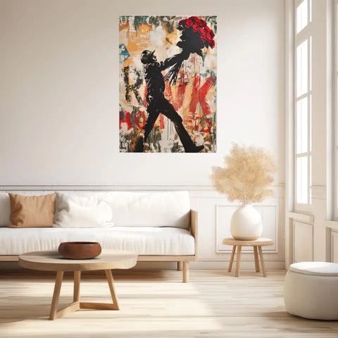 Affiche Et Tableau Street Art Bansky Style Red Flowers