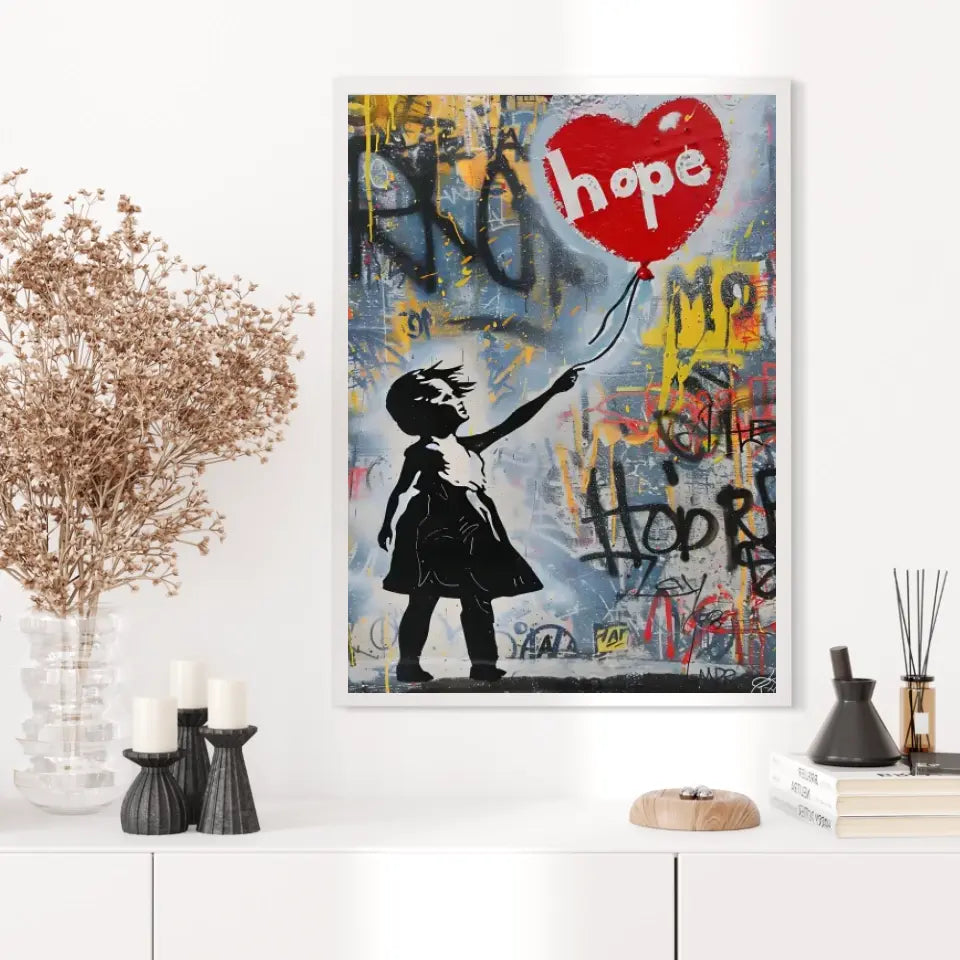 Affiche Et Tableau Street Art Girl With Balloon Heart