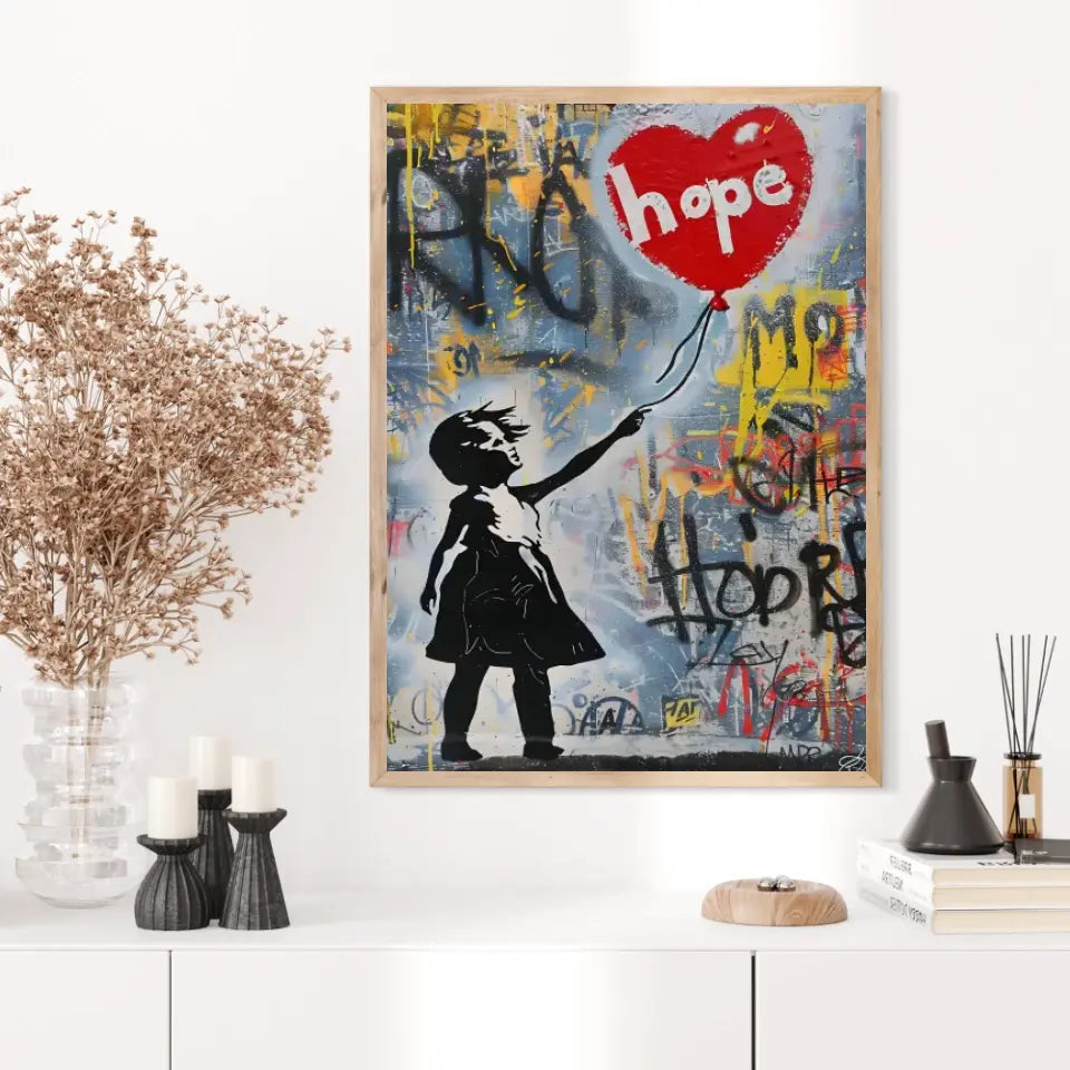 Affiche Et Tableau Street Art Girl With Balloon Heart