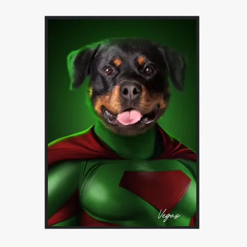 Tableau Animaux Portrait Personnalisé Super Héros Chien Rottweiler