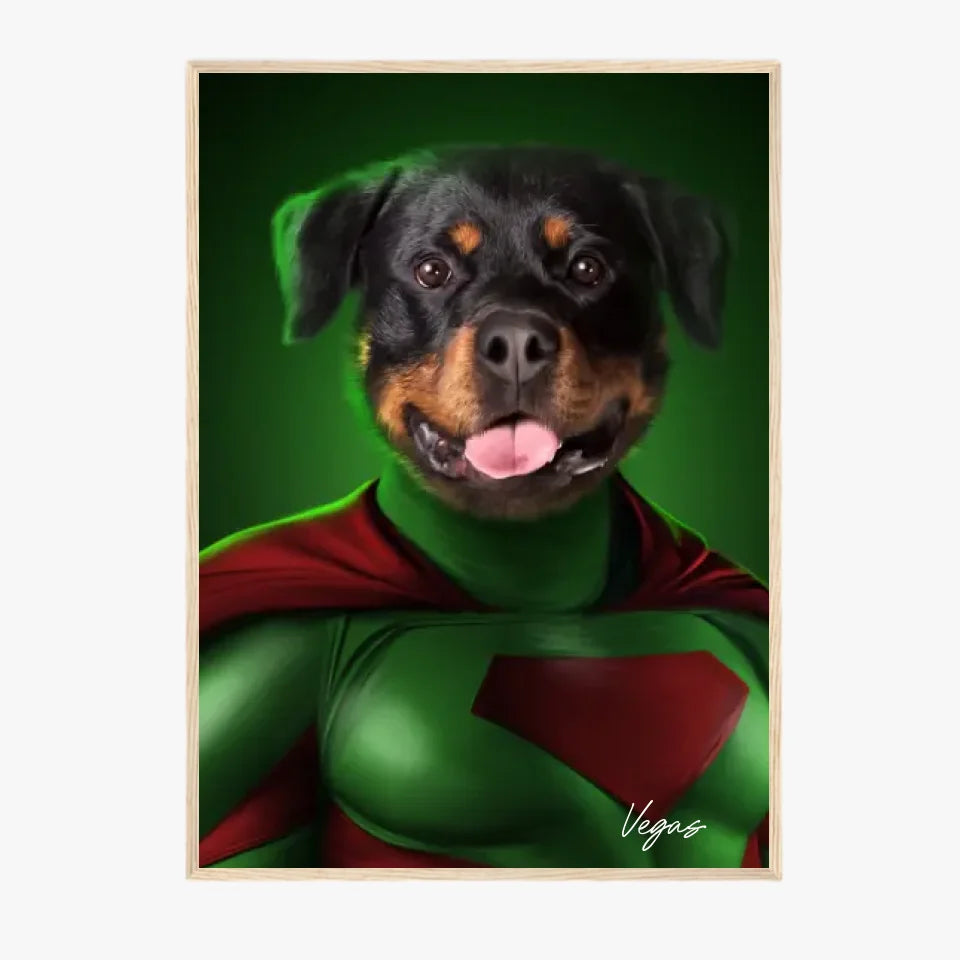 Tableau Animaux Portrait Personnalisé Super Héros Chien Rottweiler