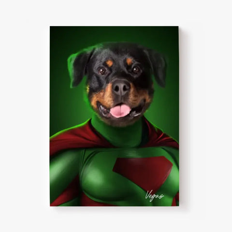 Tableau Animaux Portrait Personnalisé Super Héros Chien Rottweiler