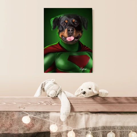 Tableau Animaux Portrait Personnalisé Super Héros Chien Rottweiler