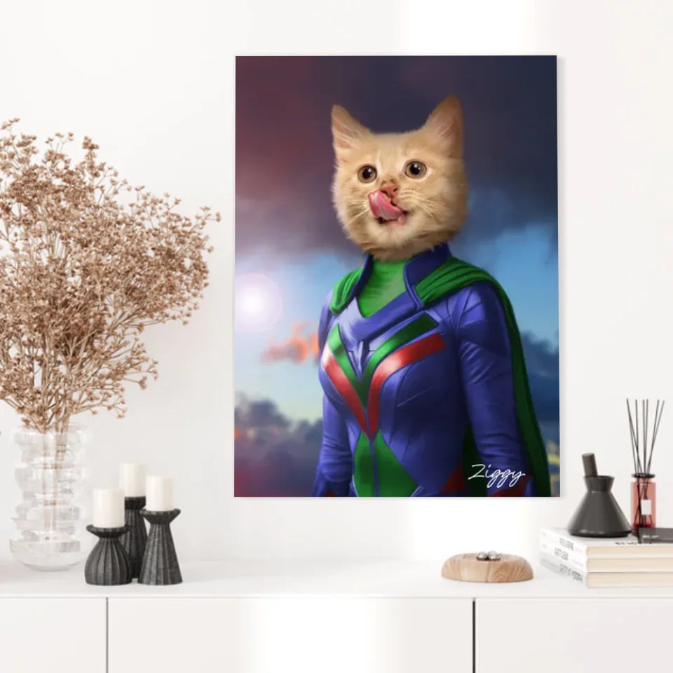 Tableau Animaux Portrait Personnalisé Super Héros Bébé Chat