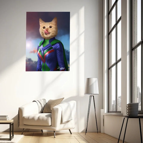 Tableau Animaux Portrait Personnalisé Super Héros Bébé Chat