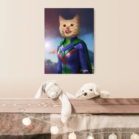 Tableau Animaux Portrait Personnalisé Super Héros Bébé Chat