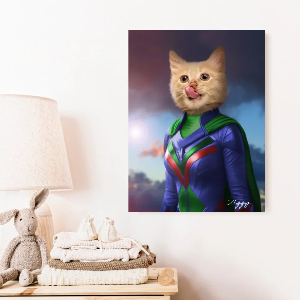 Tableau Animaux Portrait Personnalisé Super Héros Bébé Chat