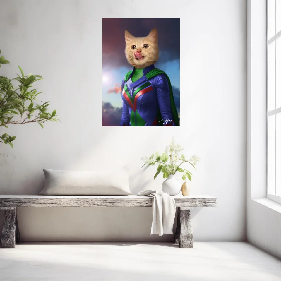 Tableau Animaux Portrait Personnalisé Super Héros Bébé Chat