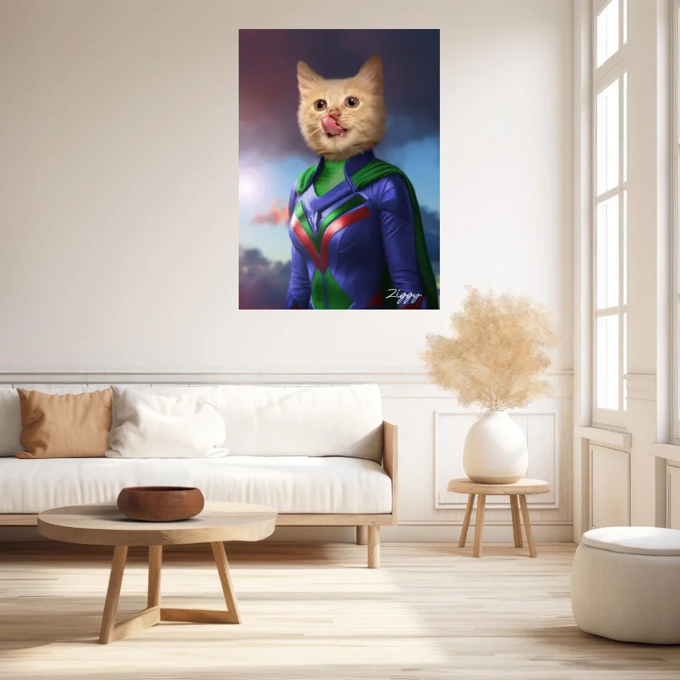 Tableau Animaux Portrait Personnalisé Super Héros Bébé Chat