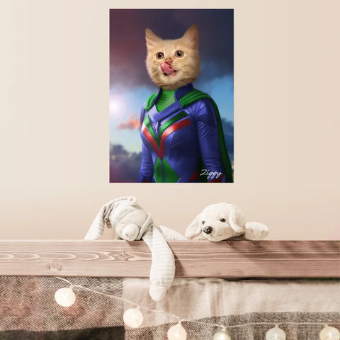 Tableau Animaux Portrait Personnalisé Super Héros Bébé Chat