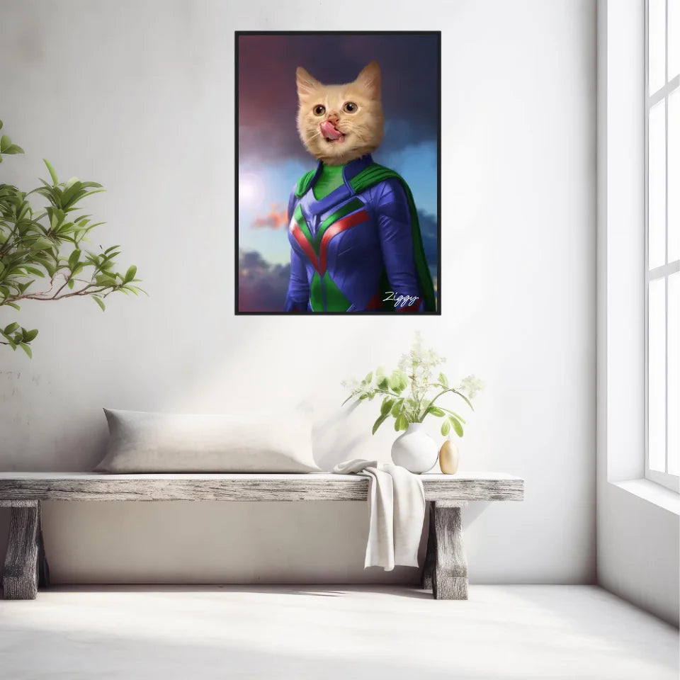 Tableau Animaux Portrait Personnalisé Super Héros Bébé Chat