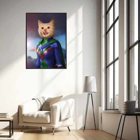 Tableau Animaux Portrait Personnalisé Super Héros Bébé Chat