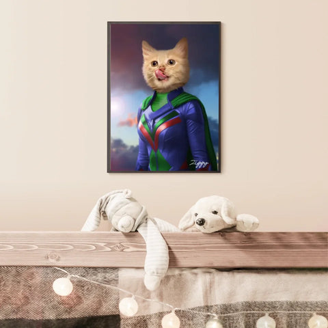 Tableau Animaux Portrait Personnalisé Super Héros Bébé Chat