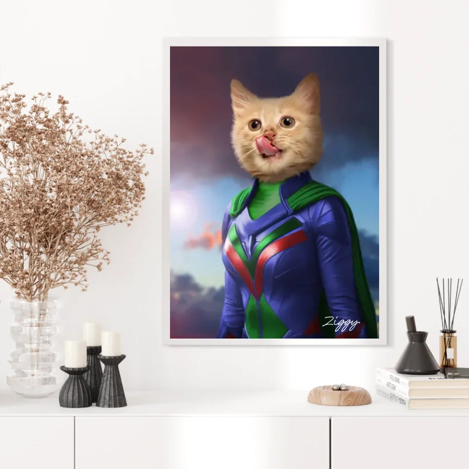 Tableau Animaux Portrait Personnalisé Super Héros Bébé Chat