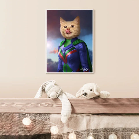 Tableau Animaux Portrait Personnalisé Super Héros Bébé Chat