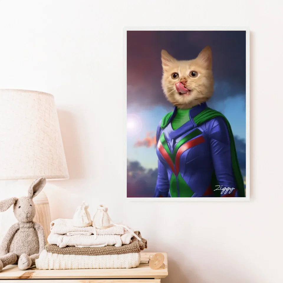 Tableau Animaux Portrait Personnalisé Super Héros Bébé Chat