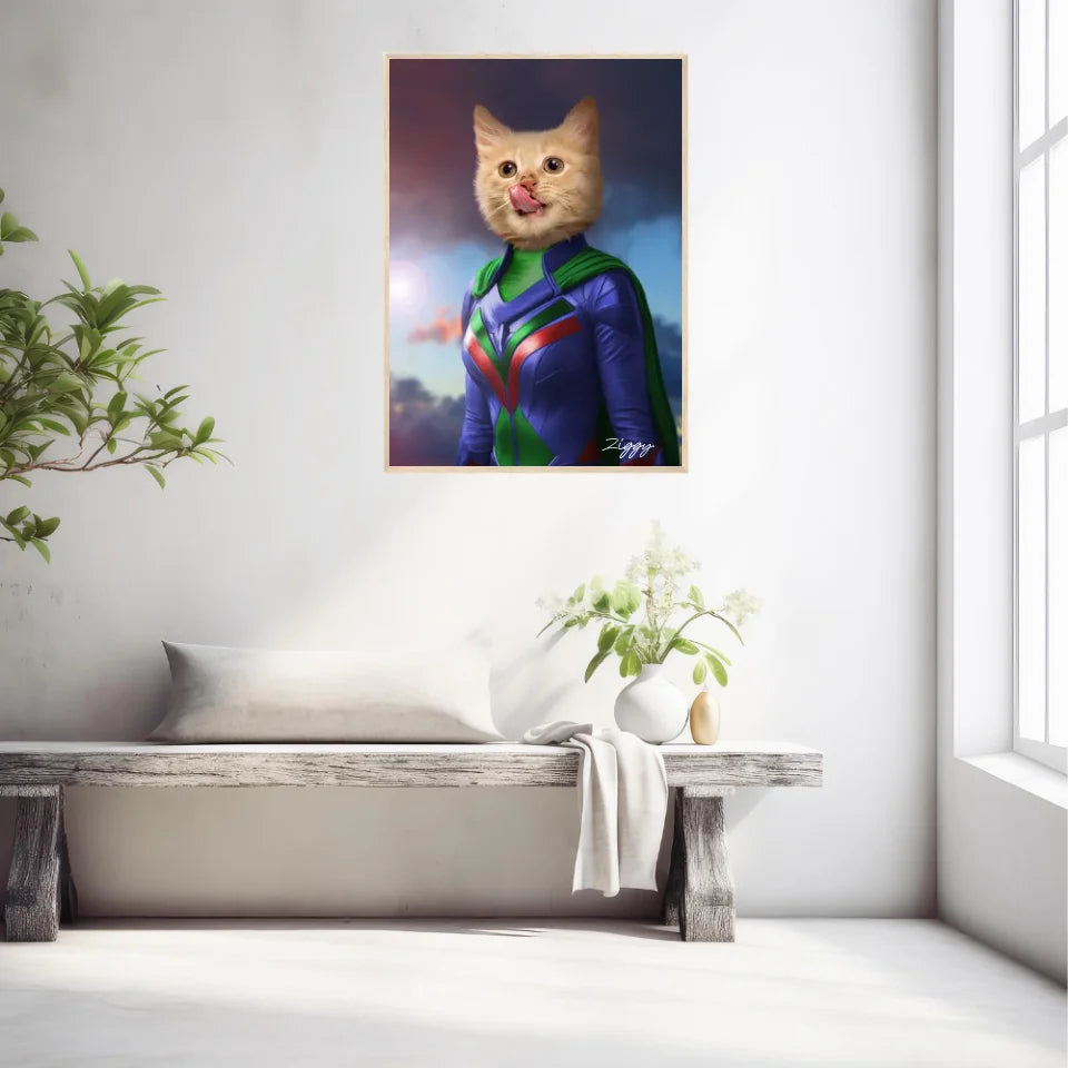 Tableau Animaux Portrait Personnalisé Super Héros Bébé Chat