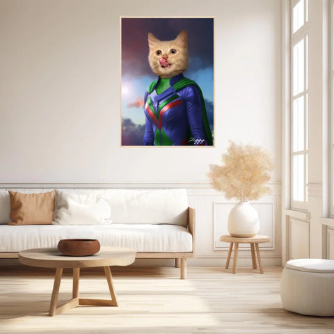 Tableau Animaux Portrait Personnalisé Super Héros Bébé Chat