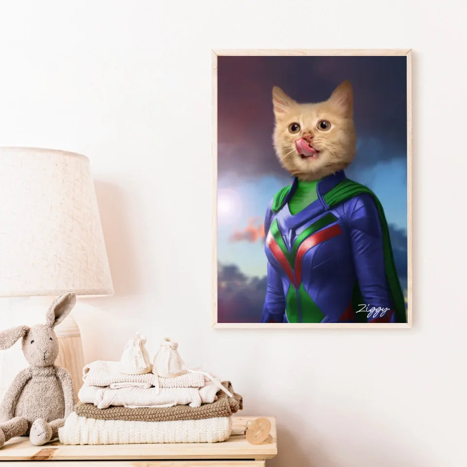 Tableau Animaux Portrait Personnalisé Super Héros Bébé Chat