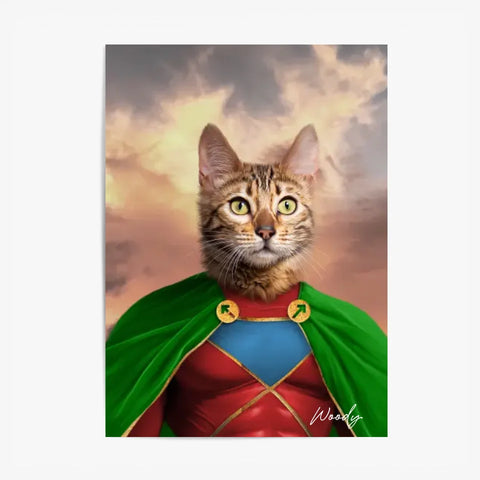 Tableau Animaux Portrait Personnalisé Super Héros Chat Bengal