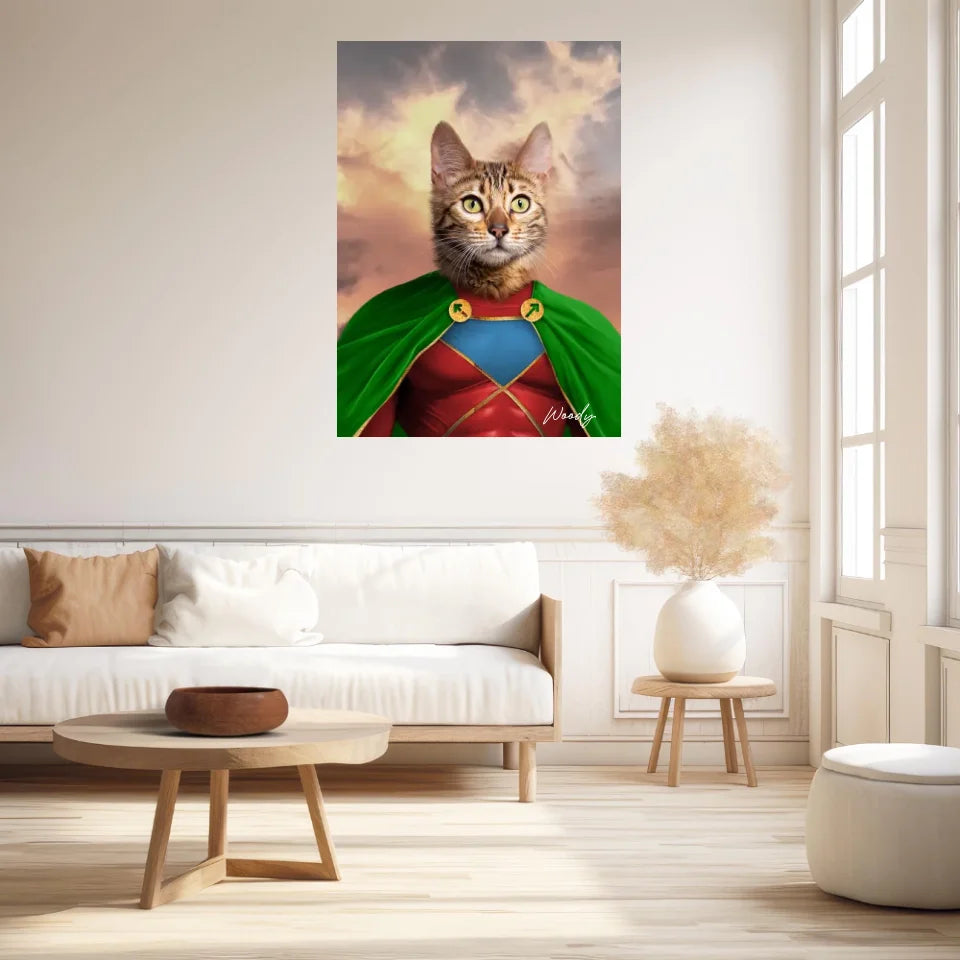 Tableau Animaux Portrait Personnalisé Super Héros Chat Bengal