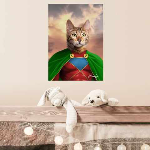 Tableau Animaux Portrait Personnalisé Super Héros Chat Bengal