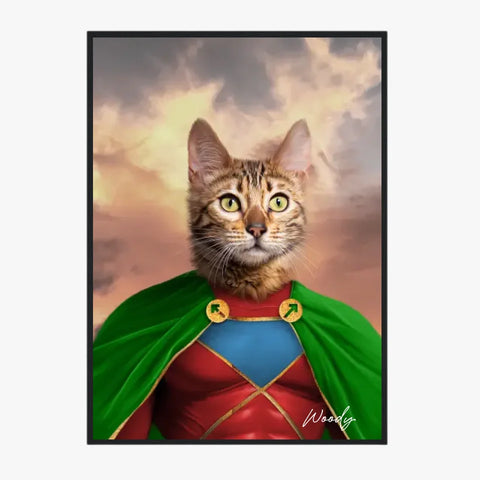 Tableau Animaux Portrait Personnalisé Super Héros Chat Bengal