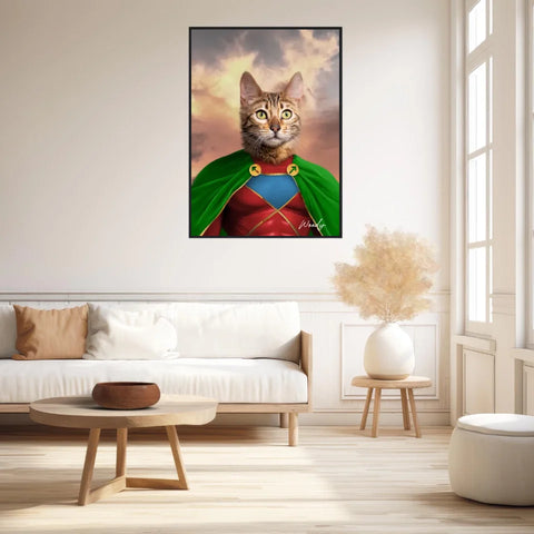 Tableau Animaux Portrait Personnalisé Super Héros Chat Bengal