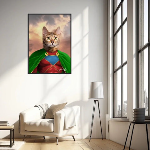 Tableau Animaux Portrait Personnalisé Super Héros Chat Bengal