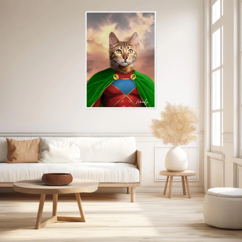 Tableau Animaux Portrait Personnalisé Super Héros Chat Bengal