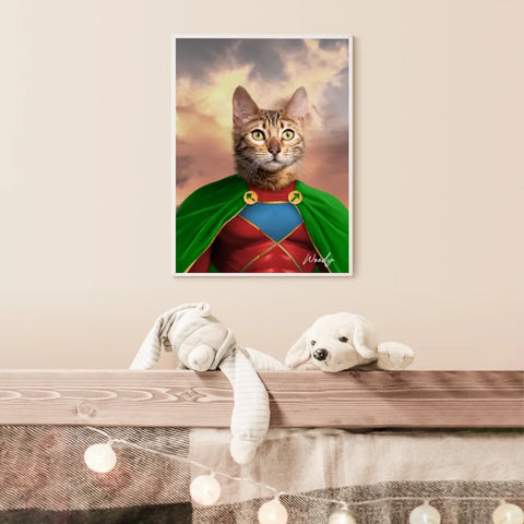 Tableau Animaux Portrait Personnalisé Super Héros Chat Bengal