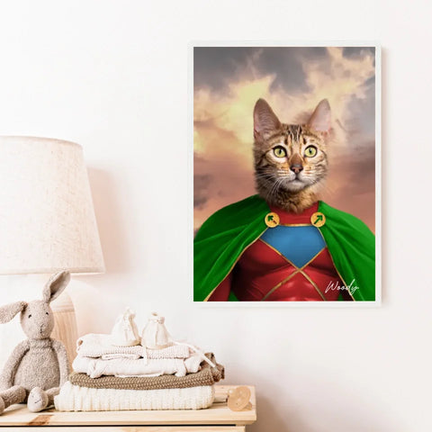 Tableau Animaux Portrait Personnalisé Super Héros Chat Bengal