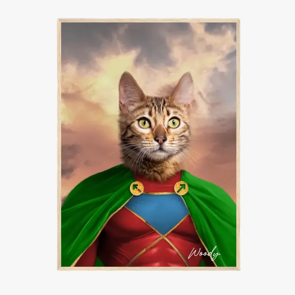 Tableau Animaux Portrait Personnalisé Super Héros Chat Bengal