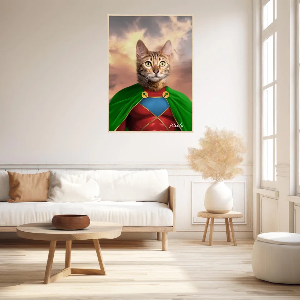 Tableau Animaux Portrait Personnalisé Super Héros Chat Bengal