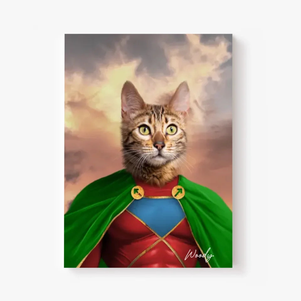 Tableau Animaux Portrait Personnalisé Super Héros Chat Bengal