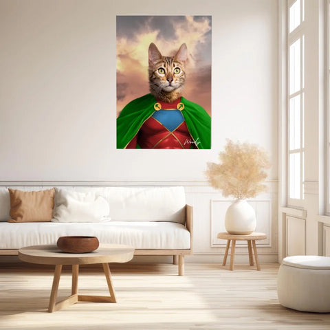 Tableau Animaux Portrait Personnalisé Super Héros Chat Bengal