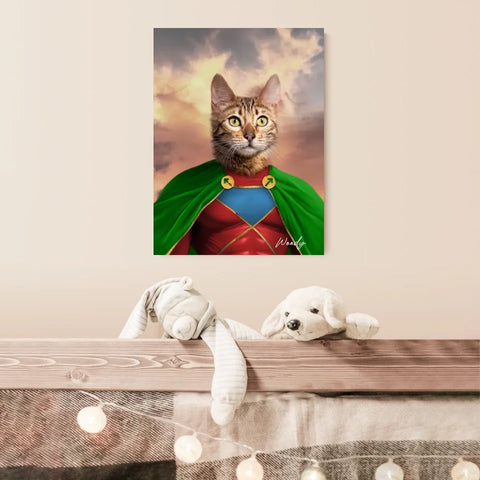 Tableau Animaux Portrait Personnalisé Super Héros Chat Bengal