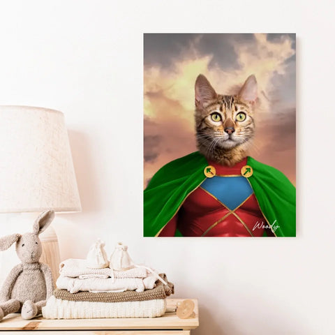 Tableau Animaux Portrait Personnalisé Super Héros Chat Bengal