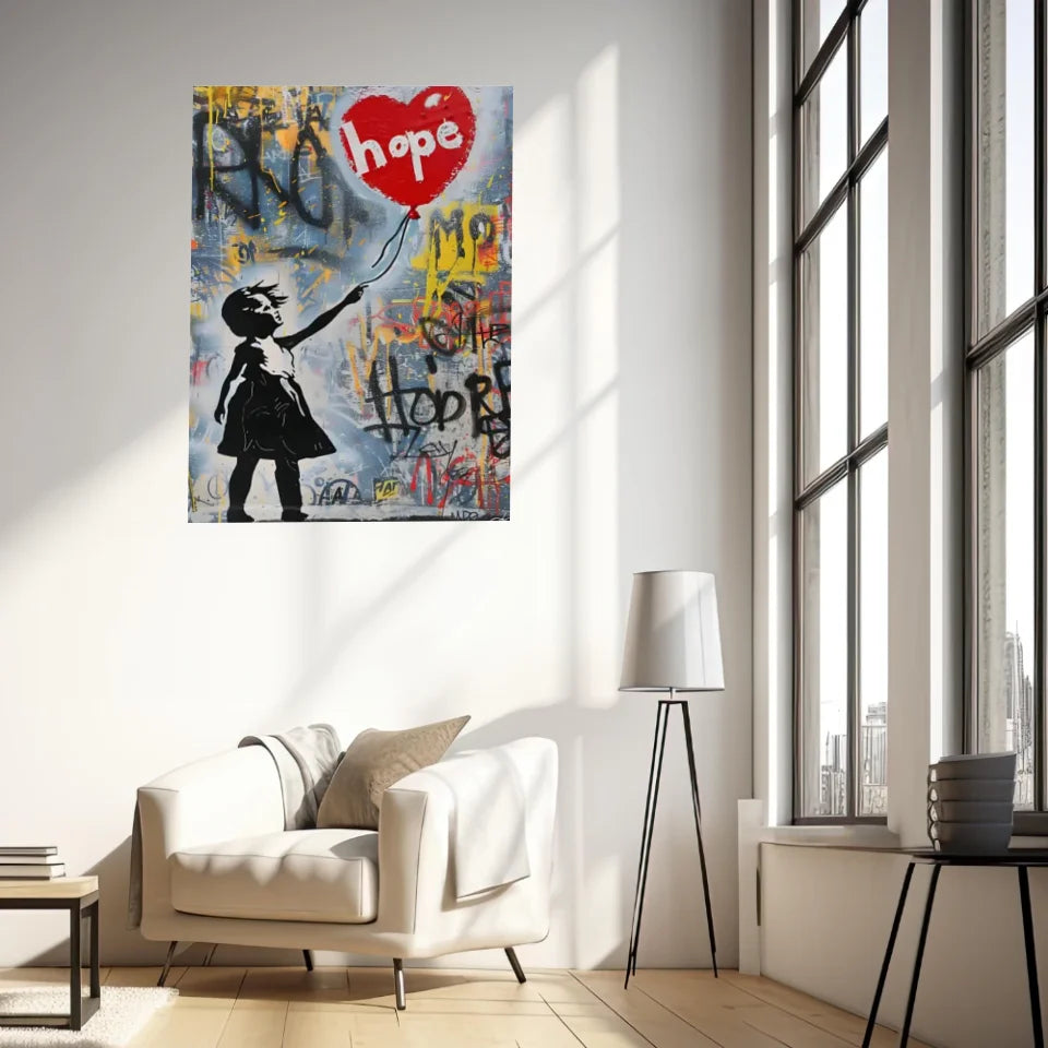 Affiche Et Tableau Street Art Girl With Balloon Heart