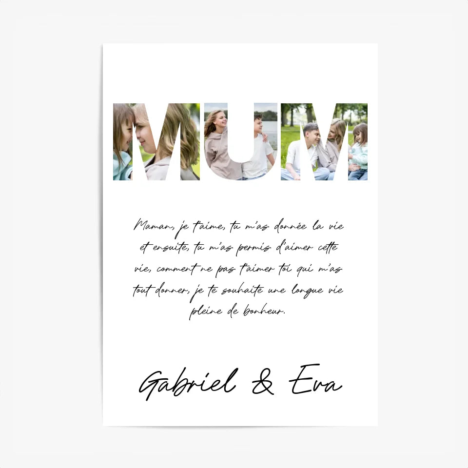 Tableau Famille Personnalisable Photo Mum