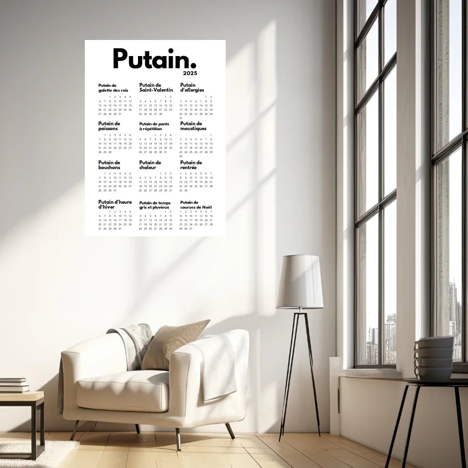 Affiche Personnalisée Calendrier Putain 2025