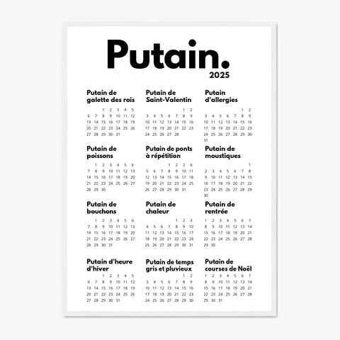 Affiche Personnalisée Calendrier Putain 2025