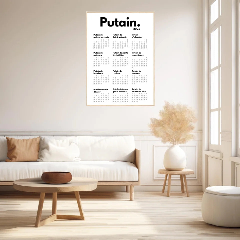 Affiche Personnalisée Calendrier Putain 2025