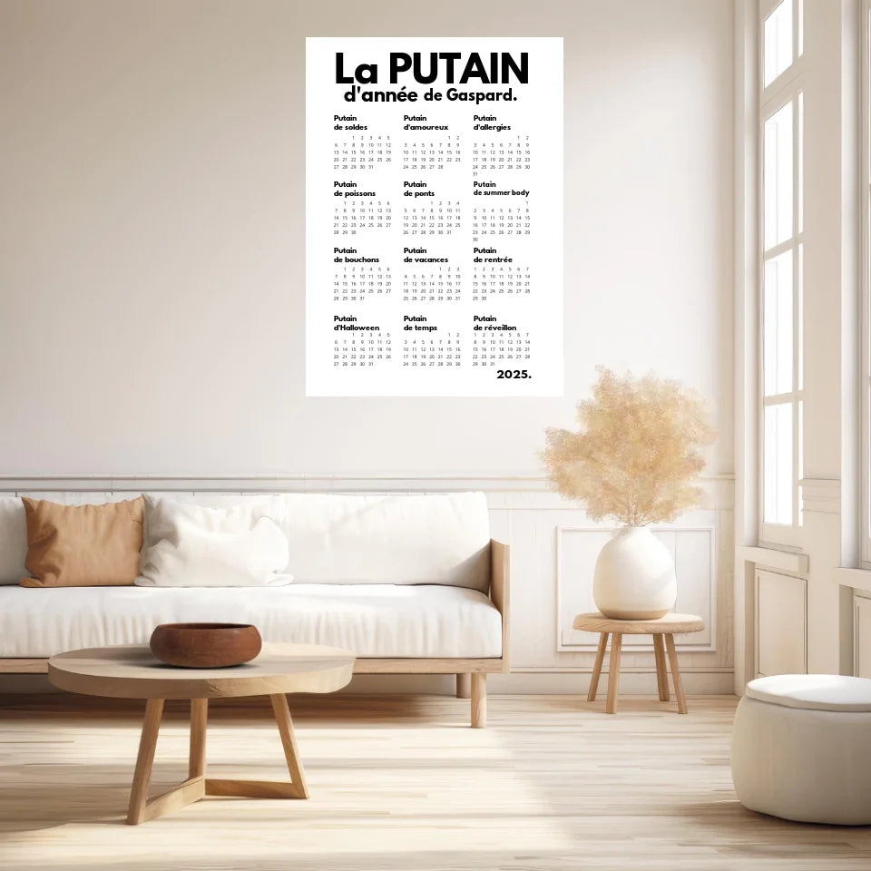 Affiche Personnalisée Calendrier La Putain d'Année