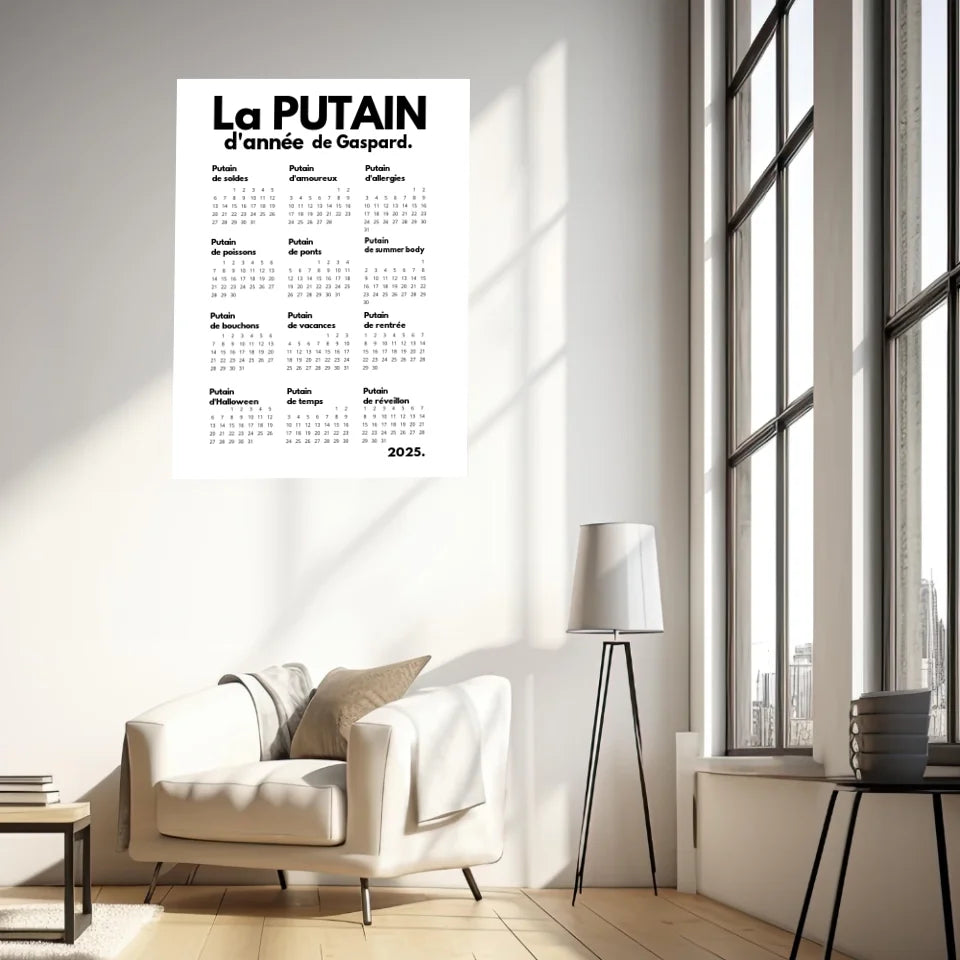 Affiche Personnalisée Calendrier La Putain d'Année