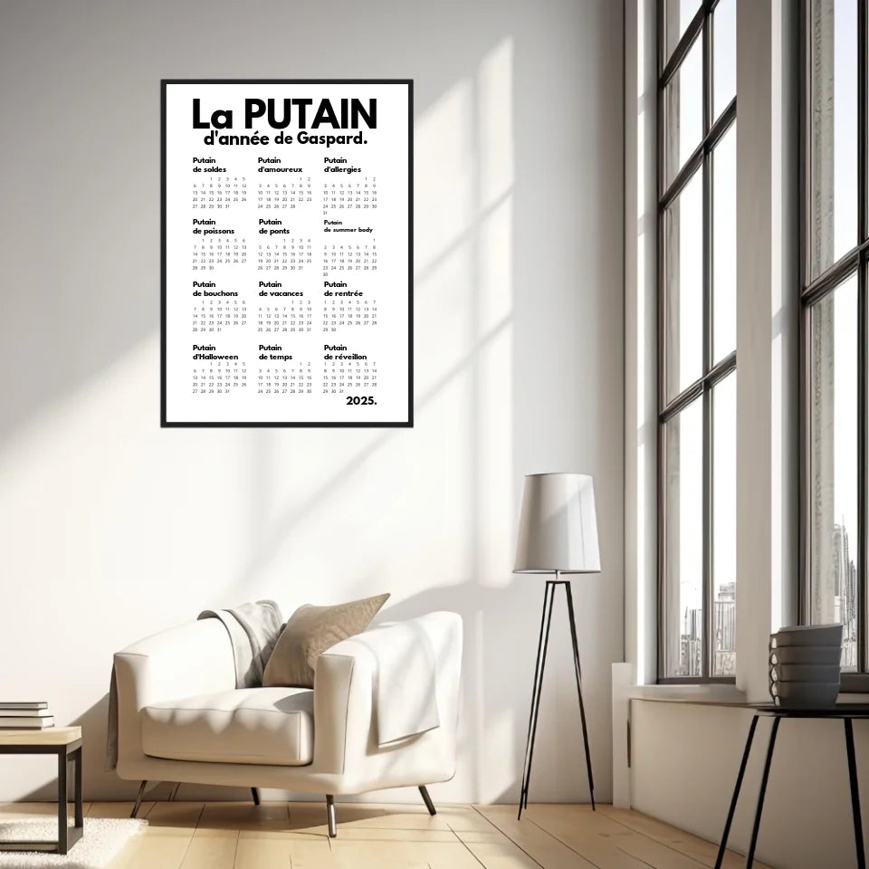 Affiche Personnalisée Calendrier La Putain d'Année