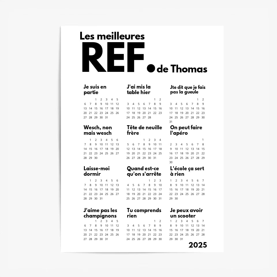 Affiche Calendrier Meilleures Réf Personnalisées