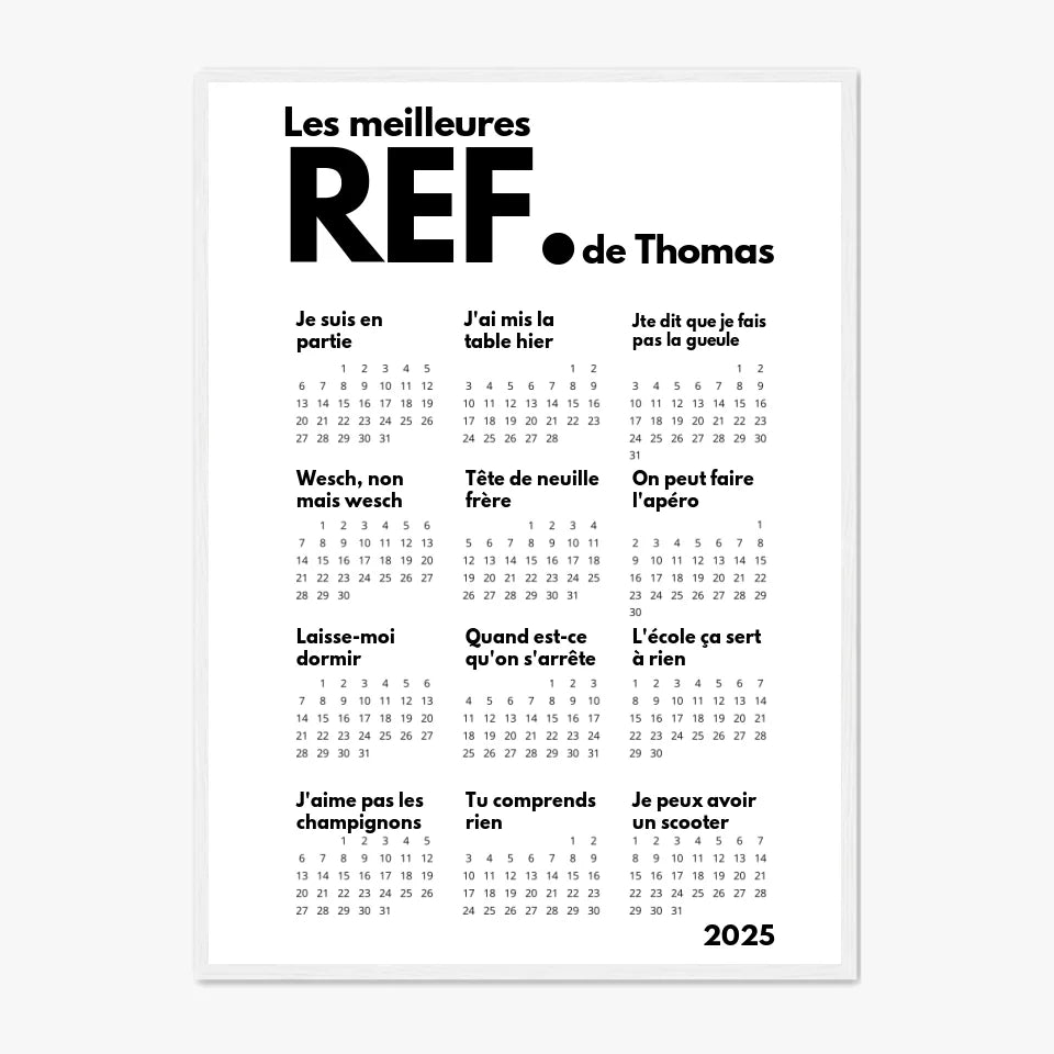 Affiche Calendrier Meilleures Réf Personnalisées